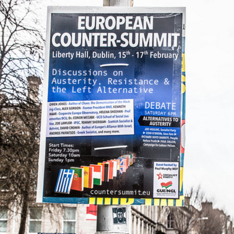 A poster for a counter summit in 2013 regarding Ireland’s debt burden.