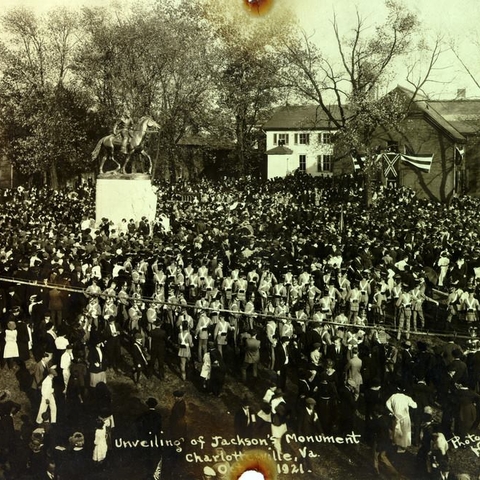 The unveiling of the Stonewall Jackson Monument in Charlottesville, VA.