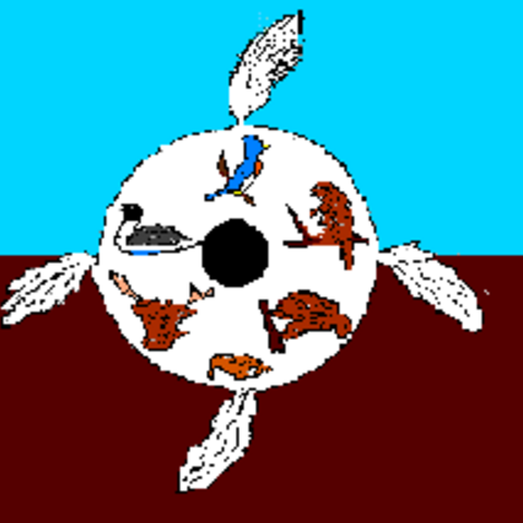The flag of the Temagama Ojibwa First Nation.