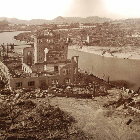 A view of Hiroshima, Japan after the atomic bomb strike.
