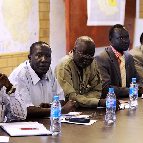South Sudanese church and civil society leaders meet with the head of the U.N. Mission in the Republic of South Sudan (UNMISS) in July 2011. Second-generation peacekeeping is characterized by tight bureaucratic organization among various U.N. agencies and the heads of local communities.