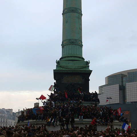 Socialists celebrate victory in Bastille Square after the 2012 election.