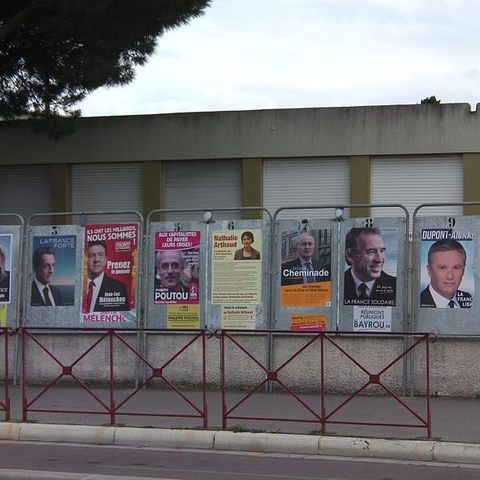 Campaign posters line the street promoting candidates for the 2012 election.