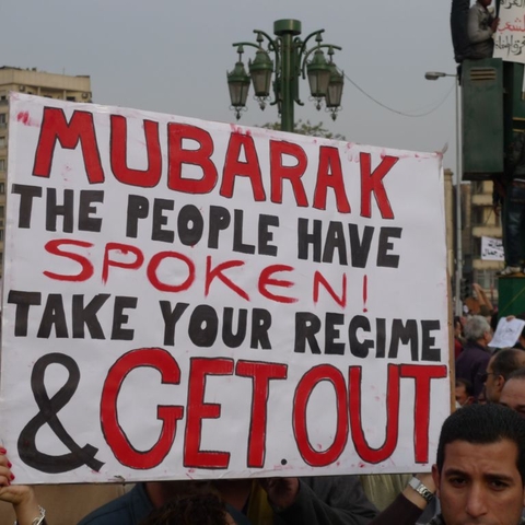 A protest sign at a rally in Tahrir Square, Cairo, February 2011