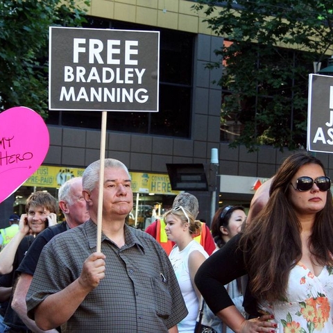 Australians rally in support of WikiLeaks, Bradley Manning and Julian Assange in December 2010