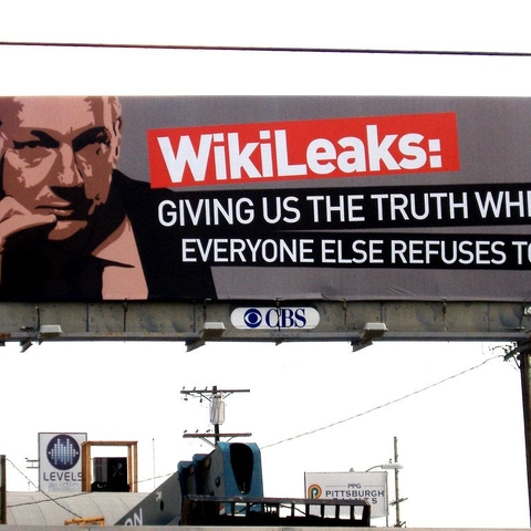 A Los Angeles billboard supporting WikiLeaks, March 2011