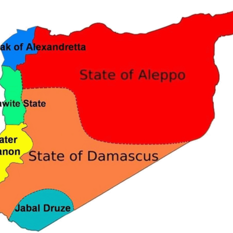 Map of the autonomous areas under the French Mandate of Syria before 1937