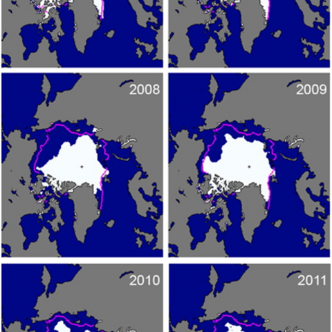 Decreasing extent of summer sea ice in the Arctic