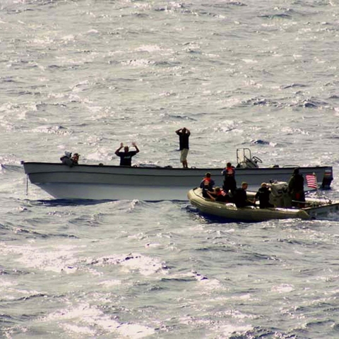 U.S. forces intercept a vessel in the Caribbean suspected of smuggling drugs in 2003