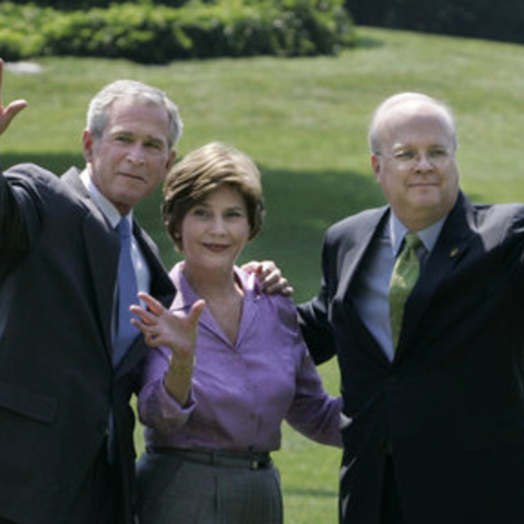Karl Rove with George W. and Laura Bush in 2007