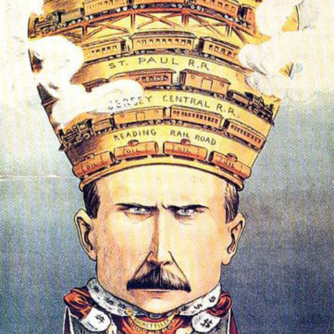 John D. Rockfeller as an industrial emperor in a 1901 political cartoon