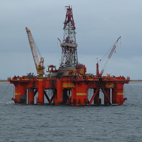A offshore oil drilling rig in the North Sea