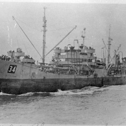 A U.S. oil tanker in the Mediterranean Sea during World War II