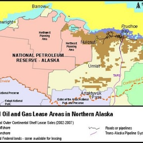 Present and proposed oil and gas lease areas in Northern Alaska