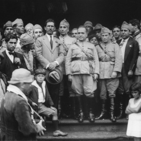 Getulio Vargas, center, and supporters after leading a successful coup d'etat in 1930