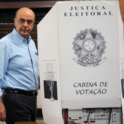 Jose Serra of the Brazilian Social Democratic Party casting his vote