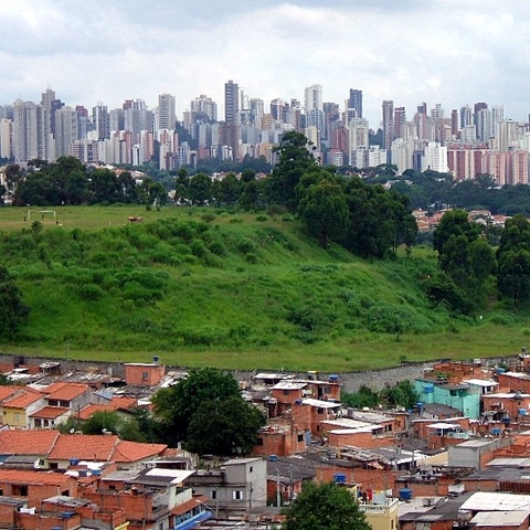 A favela, or shanty town, on the outskirts of Sao Paulo