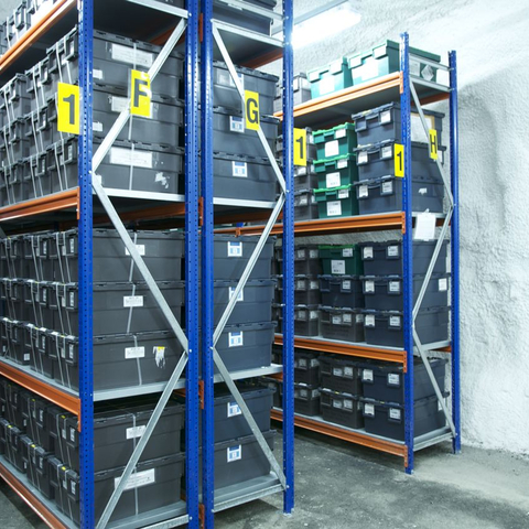 Storage shelves in the Svalbard Global Seed Vault