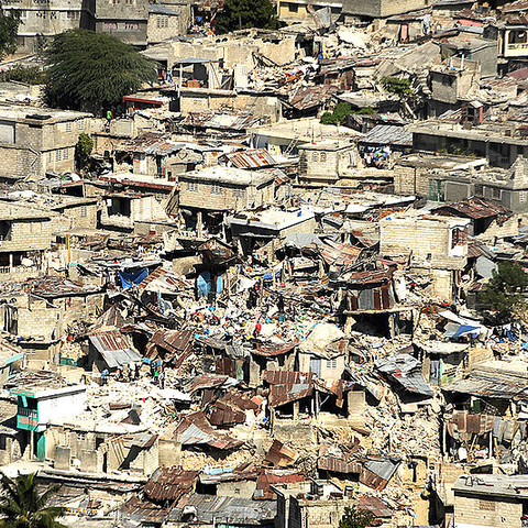 A neighborhood in Port-au-Prince following Haiti's January 12, 2010 earthquake