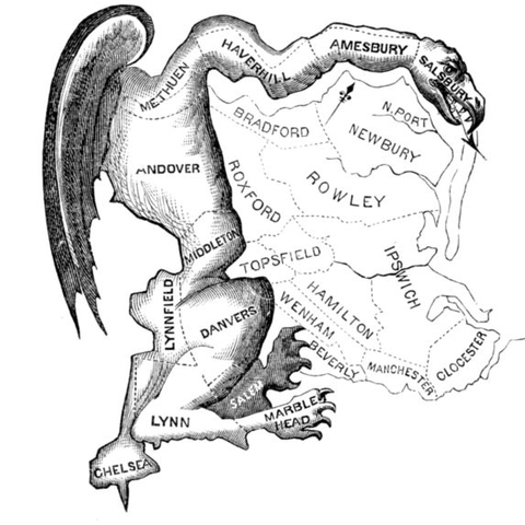 The political cartoon that led to the coining of the term Gerrymander.