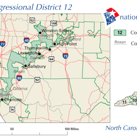 North Carolina's 12th congressional district is predominantly African-American and liberal.