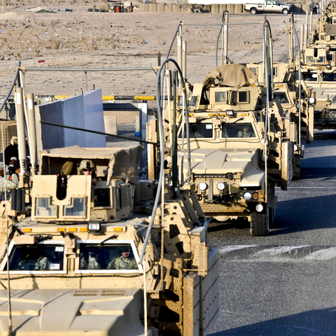 The last convoy of U.S. service members enters Kuwait from Iraq, Dec. 18, 2011.