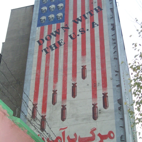 A building with an anti-American mural in Tehran