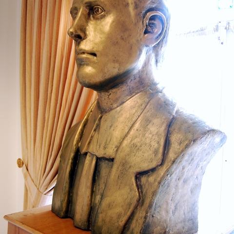 A bust of Howard C. Baskerville, an American Presbyterian missionary, who died in 1909 fighting for a constitutional monarchy in Iran. The bust, which is housed in downtown Tabriz, bears the legend: 'Patriot and Maker of History.'