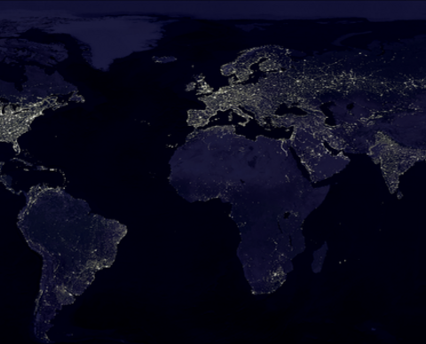 "Nighttime Lights of the World" photo composite from satellite images