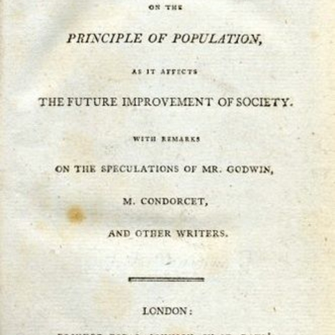 The title page to Thomas Malthus's famous essay on population
