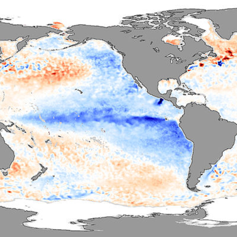 2007 sea surface temperatures reflect La Niña weather patterns