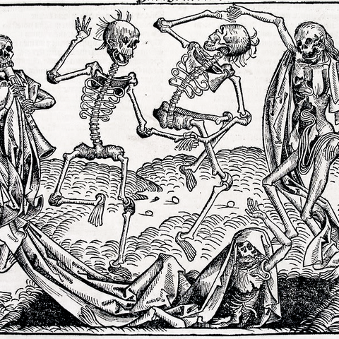 This medieval painting titled "The Dance of Death" was inspired by the Black Death pandemic
