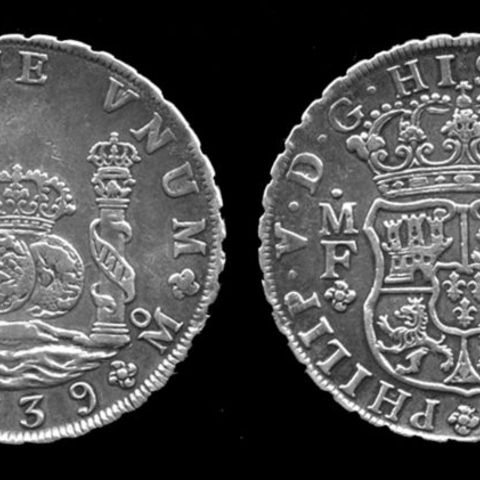 Silver peso of Philip V of Spain.