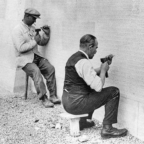 Workers carved the names of Canada’s Great War dead into the Vimy Memorial in France.
