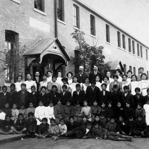 Students and staff at an Indian School.