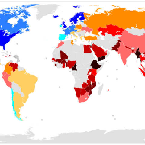 A 2014 map showing global Web Index scores.