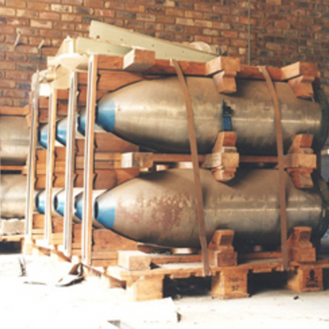 Leftover bomb casings at an abandoned nuclear bomb production facility.