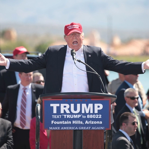 Candidate Donald Trump at a 2016 campaign rally.