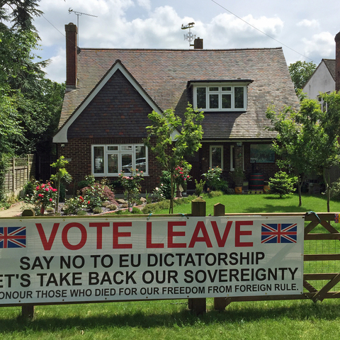 A sign supporting Britain leaving the European Union.
