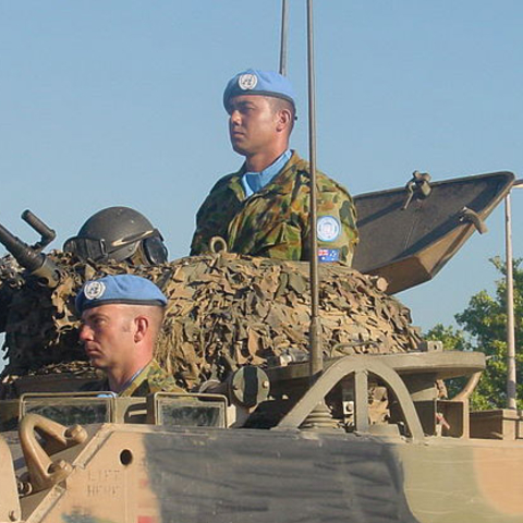 Australian peacekeepers patrol in East Timor in 2002.