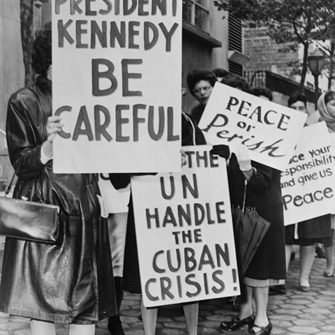 800 women protested near the UN Building during the Cuban Missile Crisis.