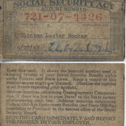 Social Security card issued in 1943.