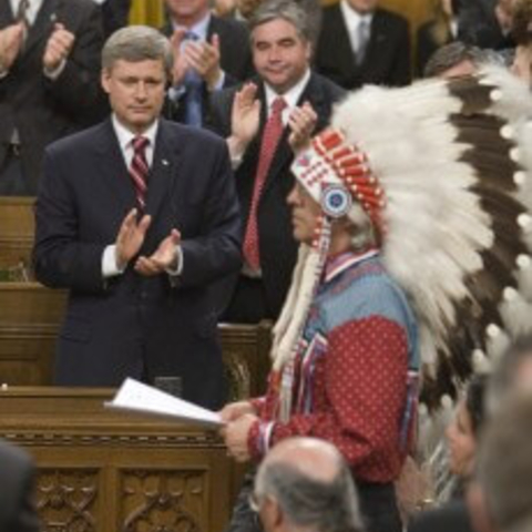 Prime Minister Stephen Harper and Assembly of First Nations Chief Phil Fontaine.