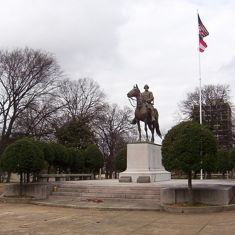 A memorial to General Nathan Bedford Forrest.