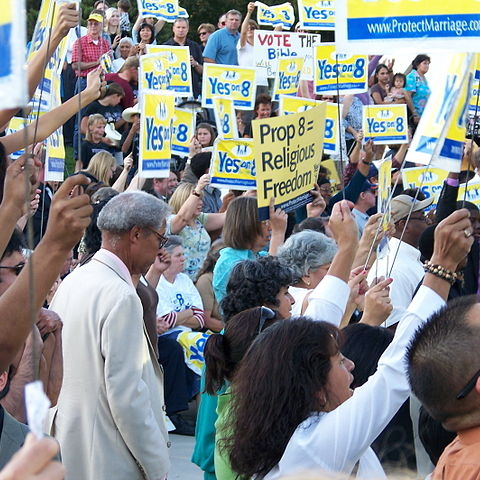 Rally in support of California’s Proposition 8 to ban same-sex marriage.