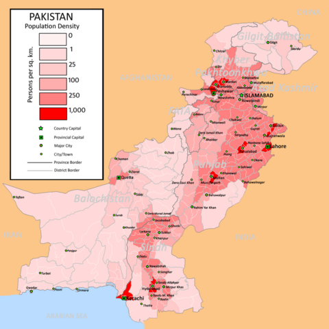 Population density of Pakistan.