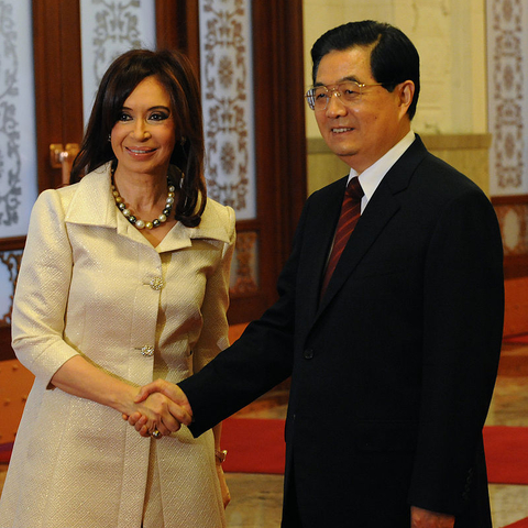 Presidents of Argentina and China meet in Beijing.