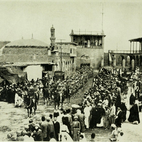 British troops entering Baghdad, Iraq.