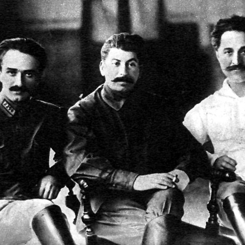 Anastas Mikoyan, Joseph Stalin, and Grigori Ordzhonikidze.