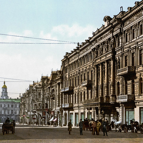 Photo of the Nikolayevskaya Street in Kiev, Russian Empire.